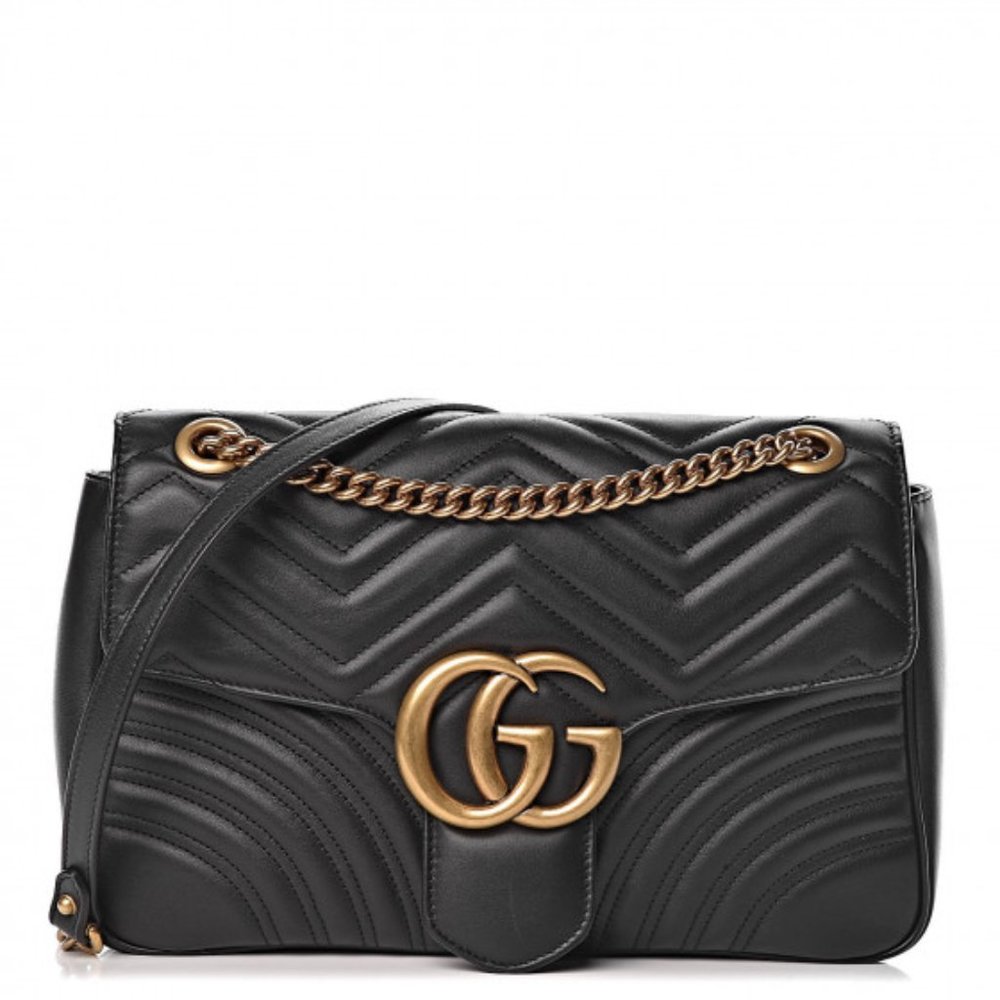 GUCCI Calfskin Matelasse Medium GG Marmont Shoulde